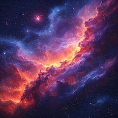 Poster - Vibrant Cosmic Nebula with Glowing Supernova