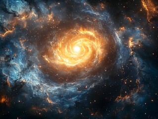 Poster - glowing cosmic spiral nebula in the vast universe