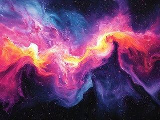 Wall Mural - vibrant cosmic nebula painting in the universe