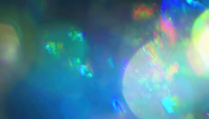 Poster - ethereal blue and green bokeh light texture with prismatic highlights for new year background, web design overlays, print graphics, or branding

