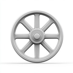Fototapete - Eight Spoked Wheel 3D Render Light Gray Simple Geometry