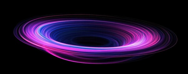 Aufkleber - Glowing Abstract Ring with Swirling Pink and Blue Light Trails on Black Background Creates a Futuristic and Dynamic Visual Experience