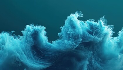 Fototapete - Swirling Blue Particle Splash on Dark Teal Background Creates a Dynamic and Abstract Texture with a Liquid Fluid Like Motion and Wave Form