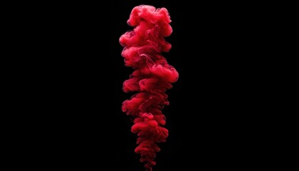 Fototapete - Swirling Red Smoke Plume Against Black Backdrop A Dynamic Abstract Cloud of Vibrant Color and Texture Creating a Sense of Motion Isolated for Creative Design Elements