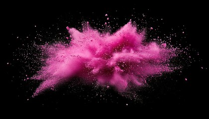 Fototapete - Vibrant Pink Powder Explosion Against Black Background Creating An Abstract and Dynamic Effect with Detailed Particle Cloud in Motion