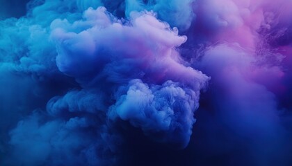 Poster - Abstract Smoke Background with Swirling Blue and Purple Hues Creating a Dreamlike Texture