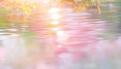 Aufkleber - Abstract Water Surface with Sunlight Reflection in Pink and Green Tones Beautiful Water Reflection with Motion and Colorful Sunlight Creates a Dreamy Blur Background