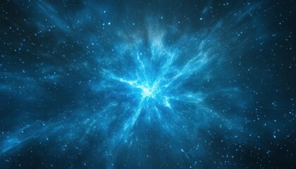 Aufkleber - Dramatic Blue Space Nebula with Star Clusters in a Dark Cosmic Background