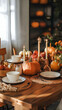 © iJstock - A table is set for a Thanksgiving dinner with a variety of dishes