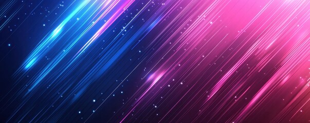 Poster - Abstract Background of Blue and Pink Lines with Sparkling Particles Creates a Dynamic and Modern Effect Wallpaper Design for Technology and Creative Projects