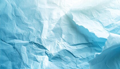 Poster - Crumpled blue paper texture studio setting abstract image calm environment close-up view visual concept for design
