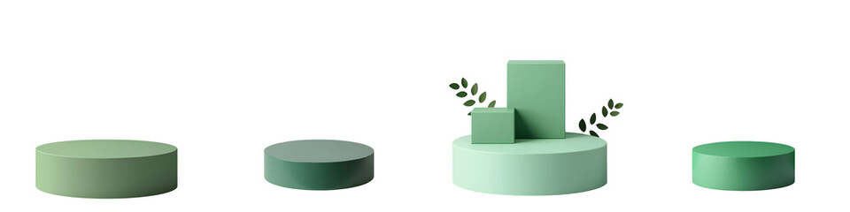 Fototapete - Geometric green podium displays for product showcase