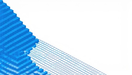 Poster - Dynamic blue geometric patterns abstract art digital illustration creative space aerial view modern design for contemporary decor