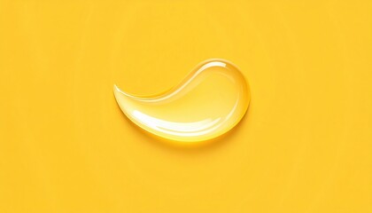 Poster - Liquid drop action on bright yellow background close-up image abstract viewpoint artistic concept for visual appeal