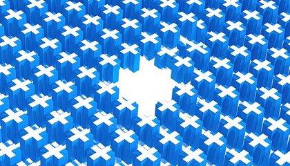 Poster - Dynamic blue cross patterns abstract digital art modern design digital environment top-down view visual concept