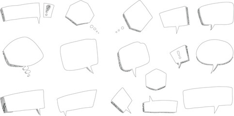 Poster - Pencil Sketch Speech Bubble Collection on Transparent Background AI Generative
