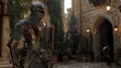 © ida - A Medieval Knight Stands Proudly Within A Stone Courtyard
