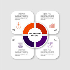 Poster - Circle chart infographic template with 4 options for presentations business. Vector illustration Eps