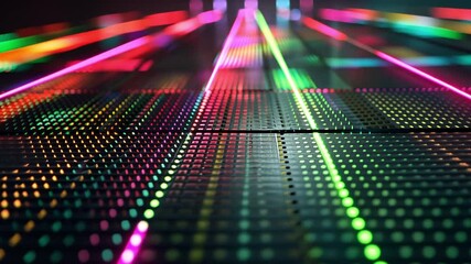 Poster - vibrant display of colorful lights creates dynamic pattern on surface, evoking energy and movement w