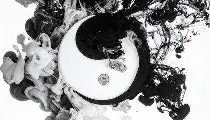 Poster - Flowing ink dynamics yin and yang symbol in abstract art studio setting video content minimalist aesthetic