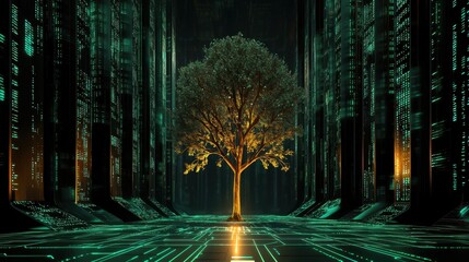 Poster - Abstract tech design background for neural networks, data flow, and digital archives