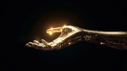 Poster - AI hand glowing as it codes new algorithms in a futuristic virtual interface