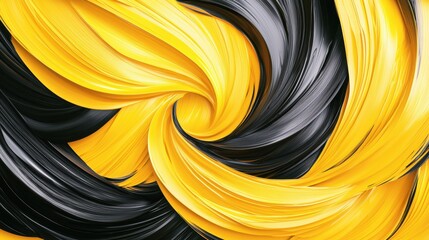 Poster - Artistic brush strokes in yellow and black forming a dynamic abstract backdrop