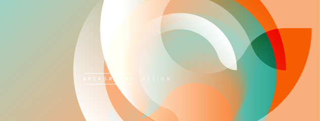 Poster - Abstract geometric shapes overlap. Soft orange, teal, beige hues create modern background. Minimalist design, smooth gradients present.