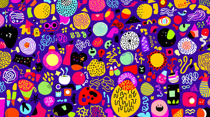 Poster - Abstract kaleidoscope pattern: A vibrant collection of colorful shapes dance across the canvas, creating an eye-catching design that is bursting with visual energy.