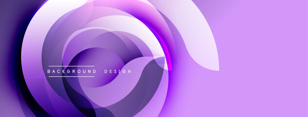 Fototapete - Abstract purple design features swirling layers, dynamic curves. Modern background with gradient effect, smooth transitions.