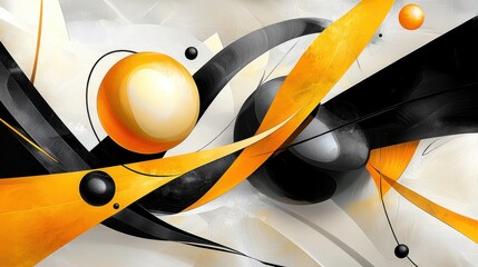 Poster - Expressive black and yellow strokes, abstract motion and energy on textured background