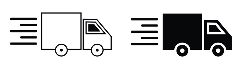Fototapete - Truck icon set. Trendy flat style or outline truck vector icons for web graphic design. Simple illustration of truck pickup sign symbol on white background. Vector image.