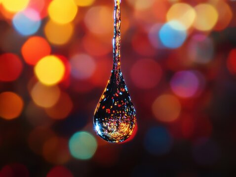 Background shows radiant thread, fluid drop bend