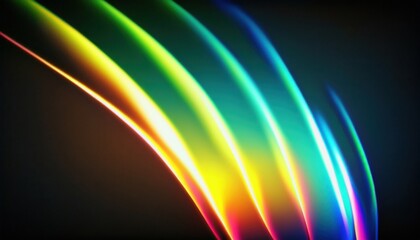 Aufkleber - vibrant neon light waves on dark background for digital design, abstract motion lines graphic for web design, branding, posters, or print media

