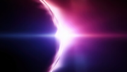 Poster - cosmic sunrise light burst with glowing planet edge in deep space, abstract background for web design, print, branding, or futuristic graphic projects

