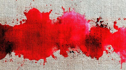 Poster - Dramatic Red Watercolor Splashes on Textured Canvas Background