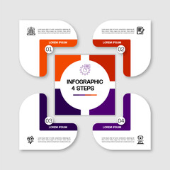 Poster - Circle chart infographic template with 4 options for presentations business. Vector illustration Eps	

