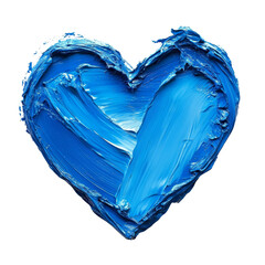 Poster - Textured azure heart, an impasto declaration of affection against a plain canvas