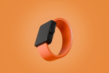 Poster - 3d Smart watch icon. Fitness smart Watch Screens. Smartwatch with blank screen mockup isolated background. Smartwatch for fashion accessories or watch product display. healthy concept. 3d render.