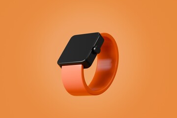 Poster - 3d Smart watch icon. Fitness smart Watch Screens. Smartwatch with blank screen mockup isolated background. Smartwatch for fashion accessories or watch product display. healthy concept. 3d render.