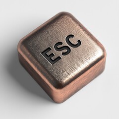 Poster - Close-up on an isolated metallic escape key, brushed texture with subtle shadow, rendered on transparent canvas