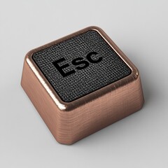 Poster - Isolated escape key with vintage copper frame on clean neutral backdrop, conceptual freedom