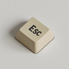 Poster - Ivory Escape Keycap Against Solitary White, Digital Command Symbolism on Blank Canvas
