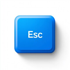 Poster - Escape key representation on a blue, square computer button, symbolizing control, isolated on clean surface