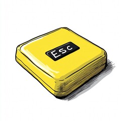 Aufkleber - Abstract illustration of a yellow esc key with digital computing concept on blank backdrop