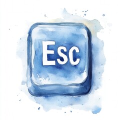 Poster - Watercolor rendition of an ESC key, offering a moment of digital respite, a symbol of control