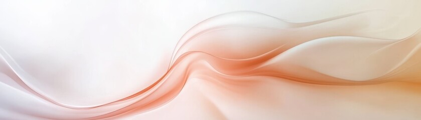 Poster - Abstract Flowing Waves in Light Peach Tones with Subtle Shading on a Seamless White Backdrop for Modern Design Elements