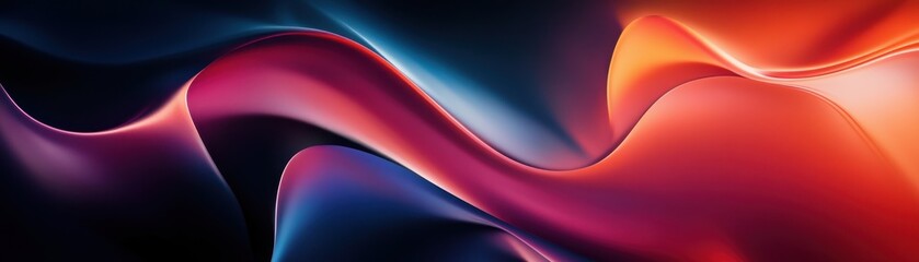 Poster - Abstract Gradient Wave Background with Vibrant Colors in Shades of Red Pink Blue and Purple Creates Dynamic and Modern Design with Smooth Texture and Fluid Shapes
