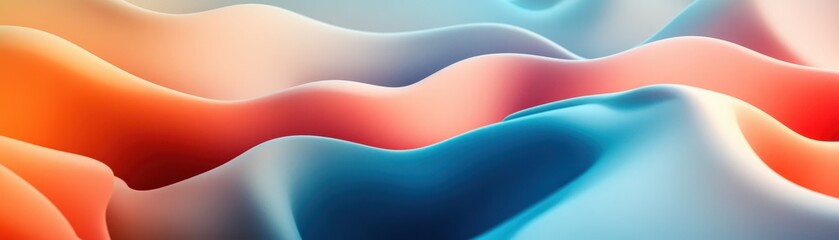 Poster - Abstract Gradient Waves Background in Blue Orange and Red Tones Smooth Texture Pattern Design Perfect for Modern Art Dynamic Graphic Template and Colorful Backdrop
