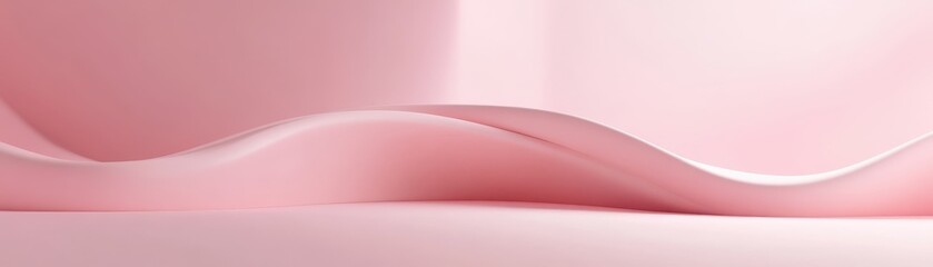 Poster - Abstract Pink Background with Smooth Pastel Curves and Gradient Lighting for Modern Minimalist Design Presentation and Sweet Romantic Atmosphere Decorative Backdrop